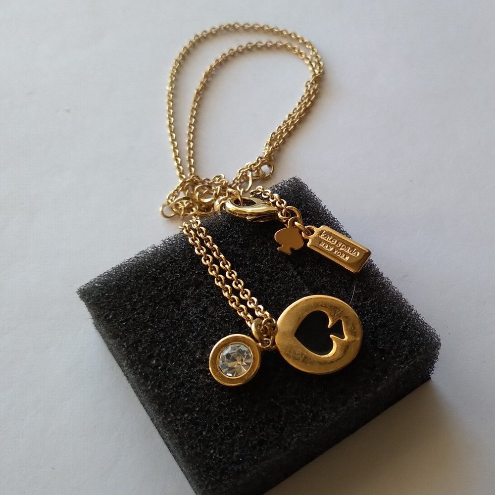 Kate spade ace of spade gold tone necklace with gem - Picture 3 of 5